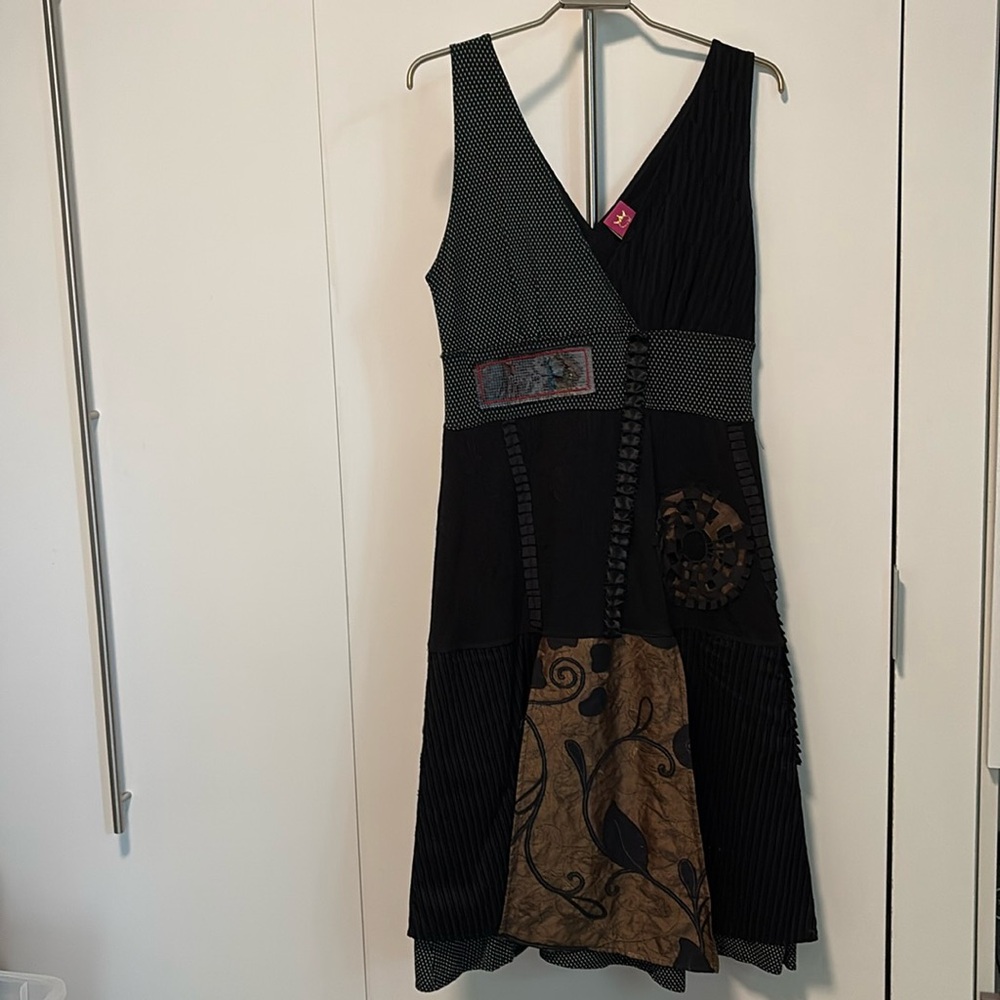 Save the Queen Black and Brown Patchwork Dress